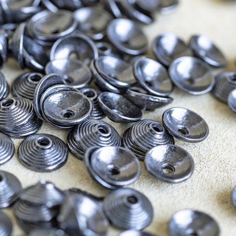 шапочка для бусин "диск", цвет черный, 10х3 мм