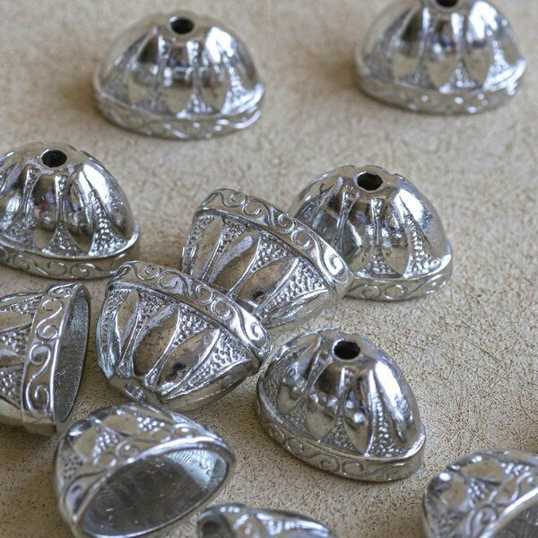 колпачок для бусин "росинка", цвет платина, 20х13х12 мм