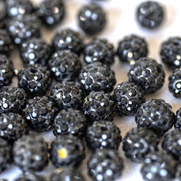 бусина "шамбала" 8, цвет черный с переливами, 8 мм