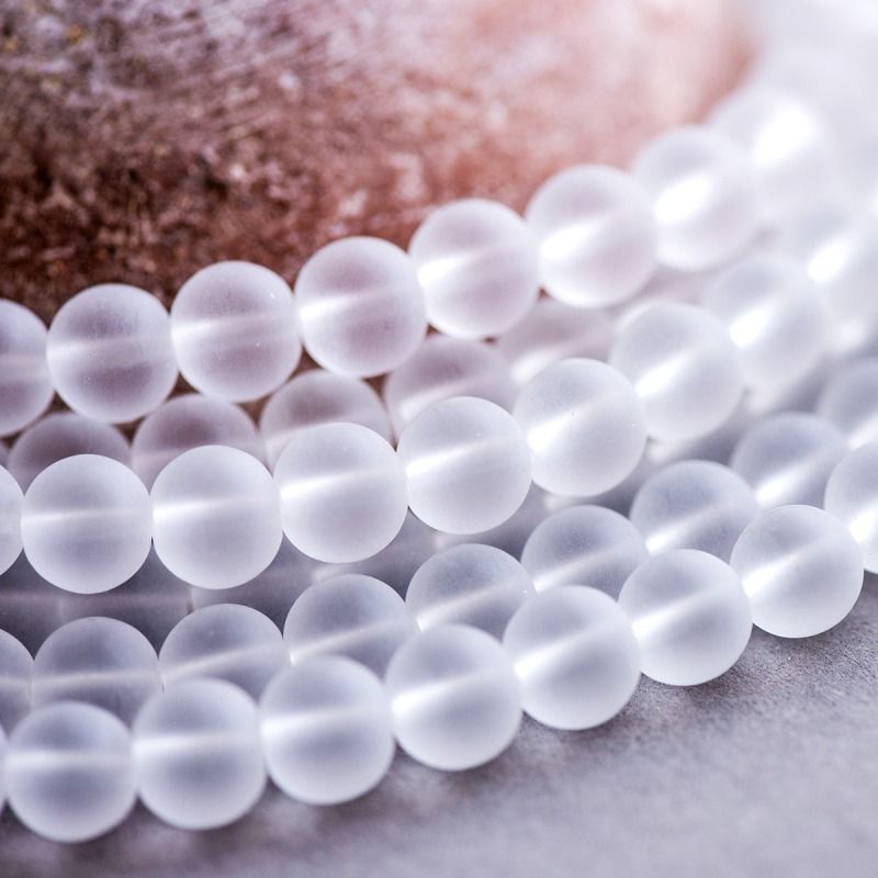 бусина, стекло 10, матовая, цвет белый, 10 мм