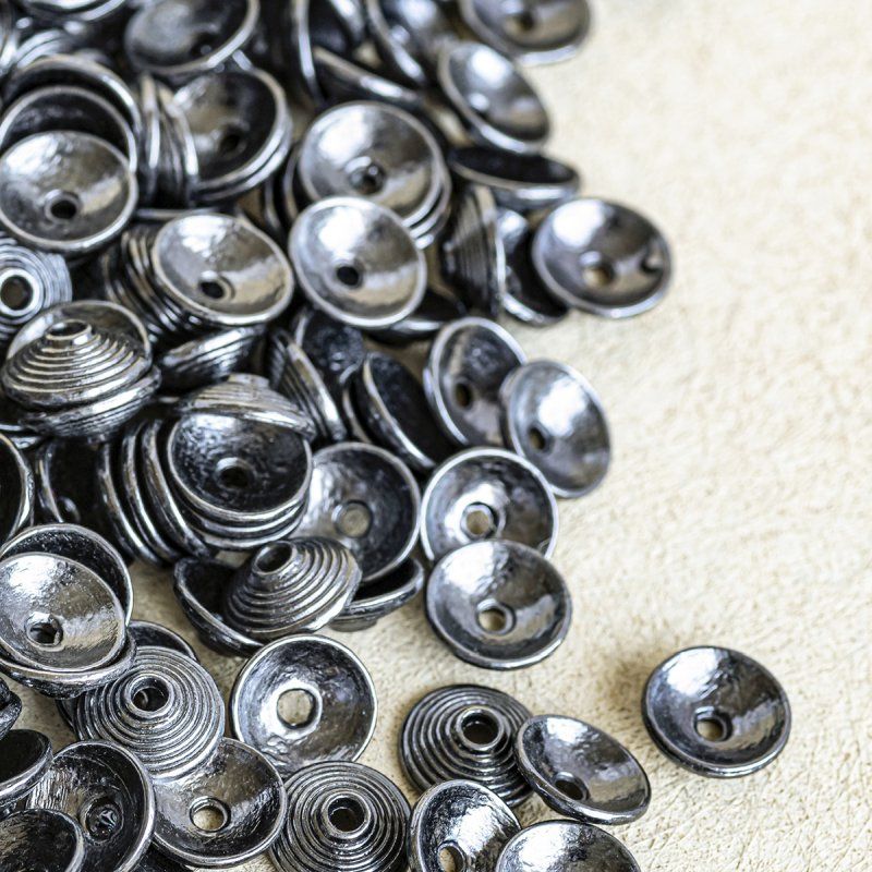 шапочка для бусин "диск", цвет черный, 10х3 мм