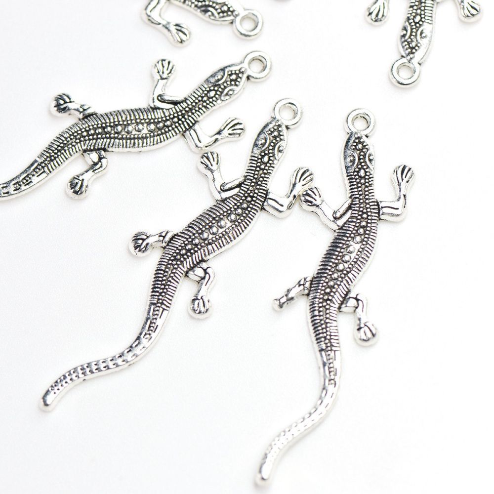 подвеска металлическая "ящерица", цвет античное серебро, 54.5x15x2 мм