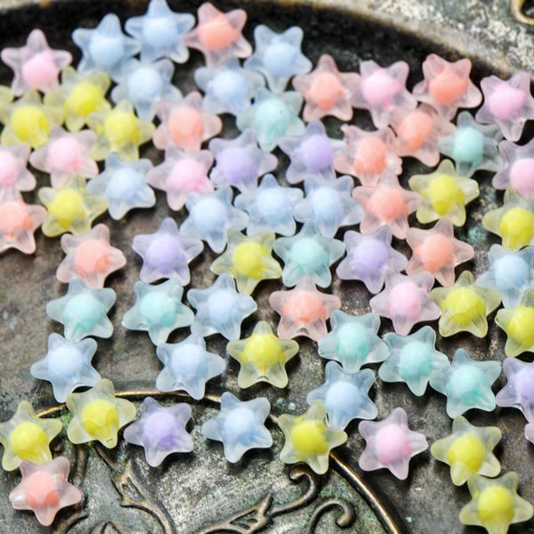 бусина-наконечник, акрил "звездочка", матовая, цветовой микс, 11x11.5x7 мм