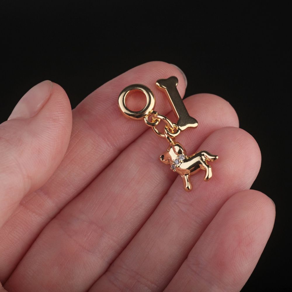 подвеска металл "такса", позолота/циркон, 28 мм