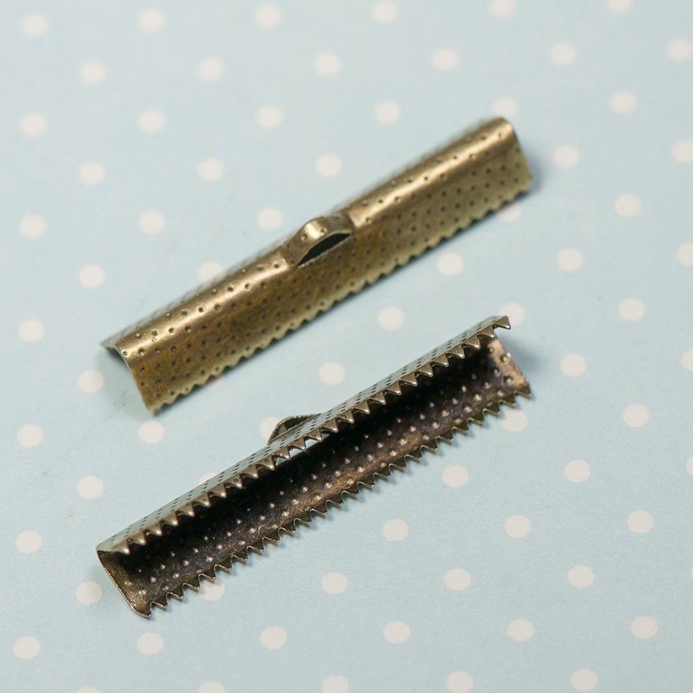 зажим для ленты, цвет античная бронза, 35x8х5 мм