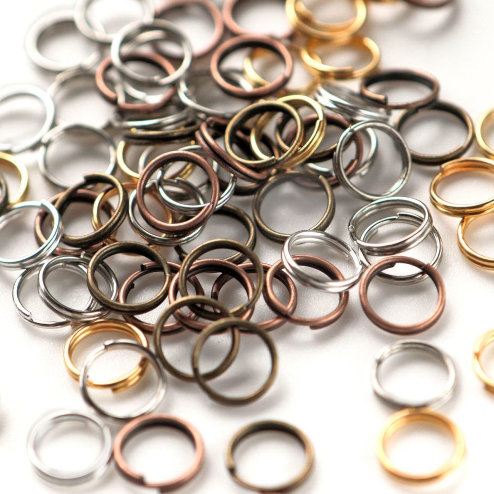 колечко двойной крутки 8, цветовой микс, 8х0.7 мм