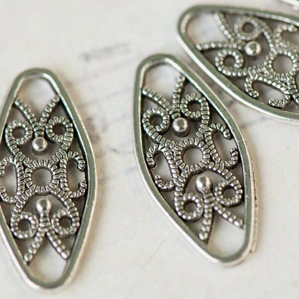 коннектор "ариетта", цвет античное серебро, 24x11x2 мм