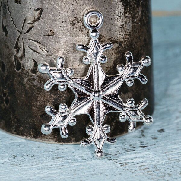 подвеска металлическая "снежинка морозная", цвет серебро, 29x22x3 мм
