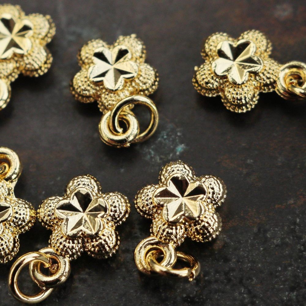 подвеска металлическая "флори", цвет золото, 9.5x7x3 мм