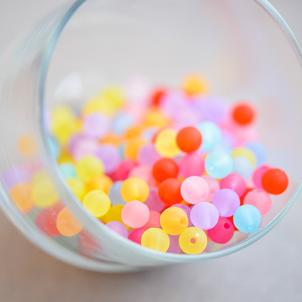 бусина, акрил 8, матовая, цветовой микс, 8 мм