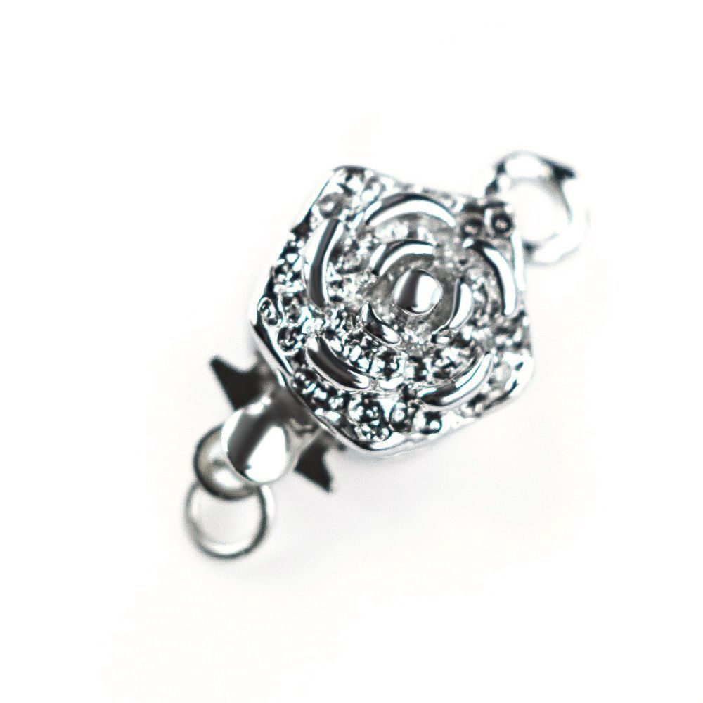 замок для украшений "цветок", цвет платина, 15x10 мм