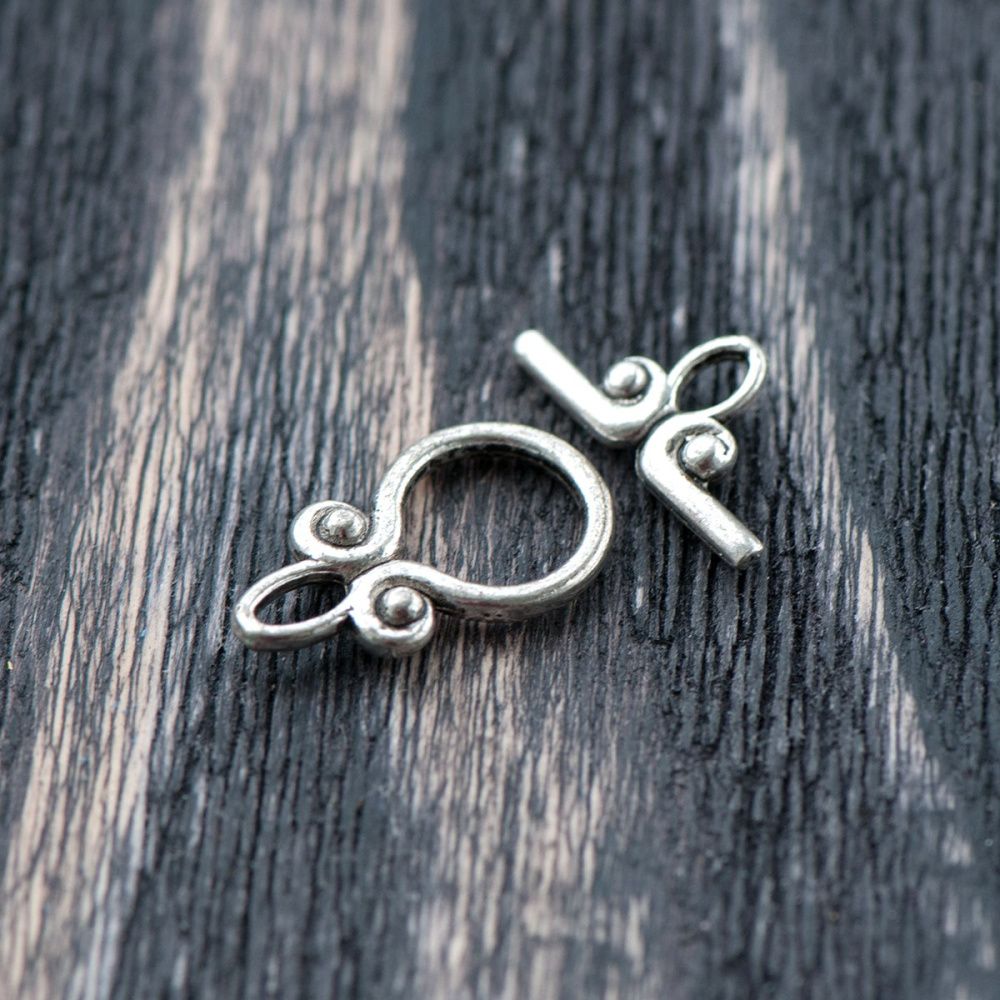 Замочки тоггл "росток", цвет античное серебро, 11.5x20x3 - 9x18x3 мм