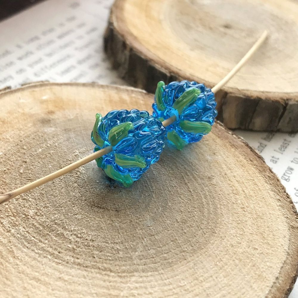 бусина, мурано "малинка", голубой, 15х12 мм