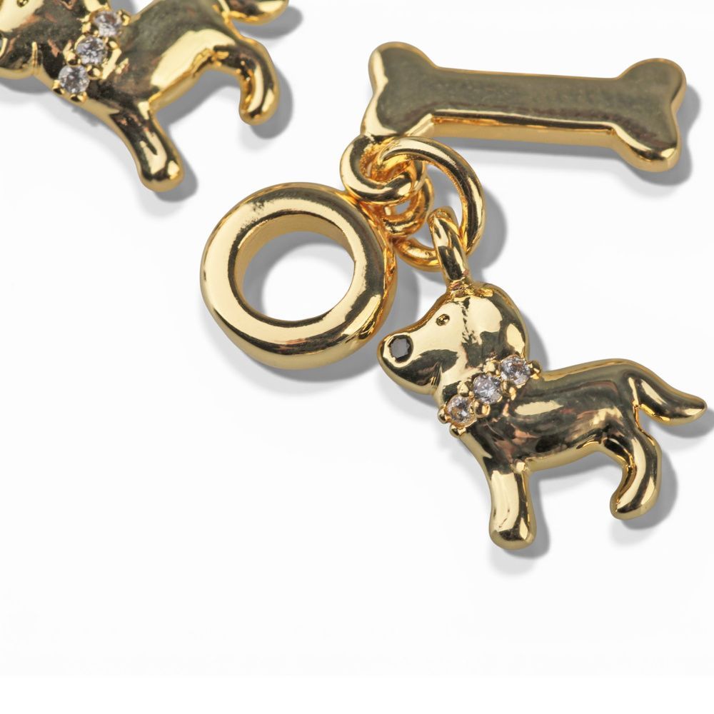 подвеска металл "такса", позолота/циркон, 28 мм