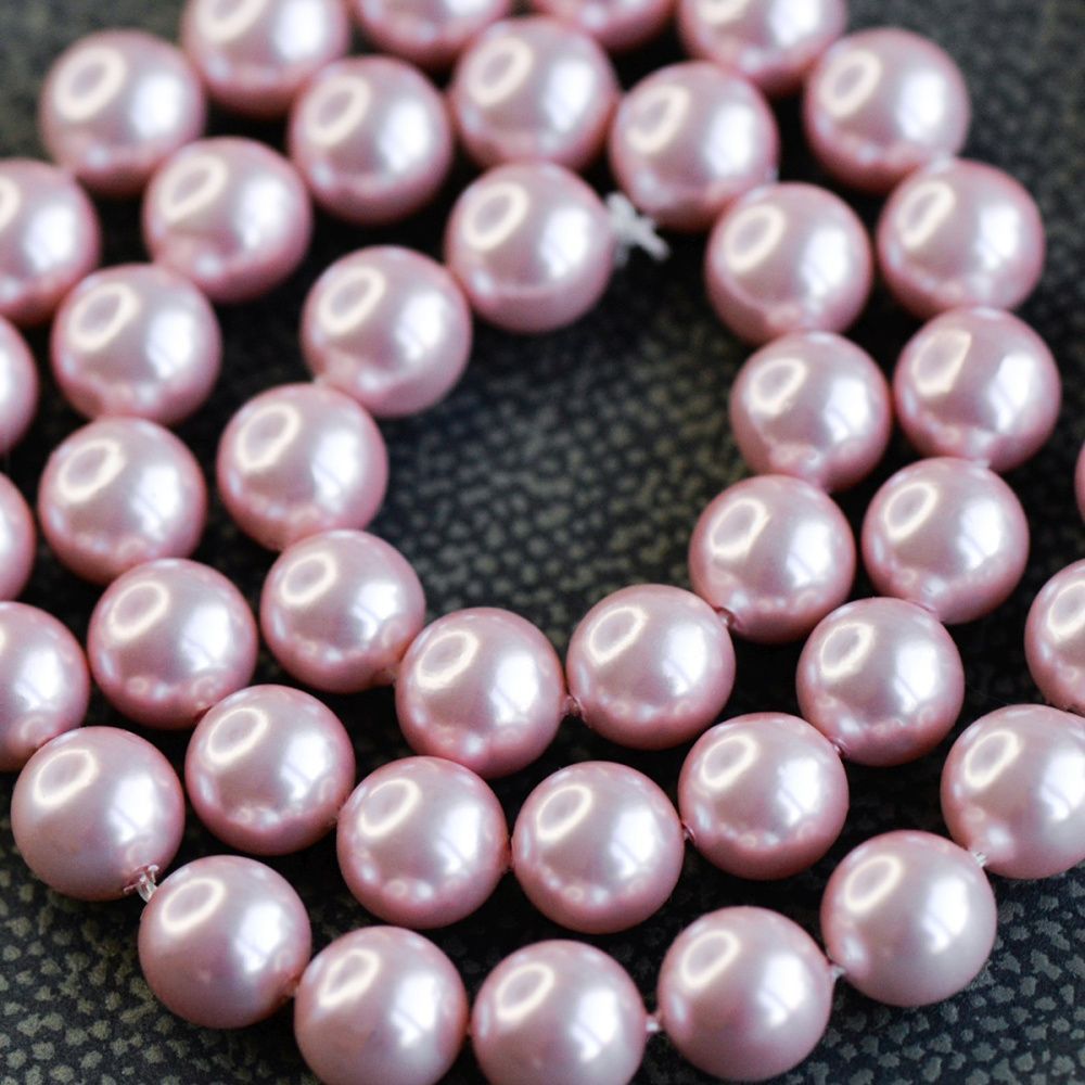 ракушечный жемчуг круглый, цвет розовый, 8 мм