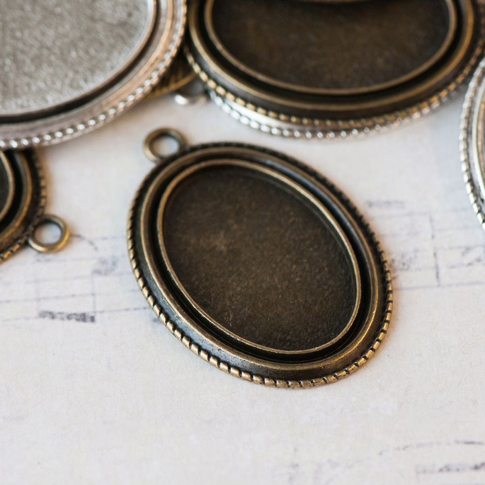 сеттинг овальный "микс", цветовой микс, 44x30x2 мм