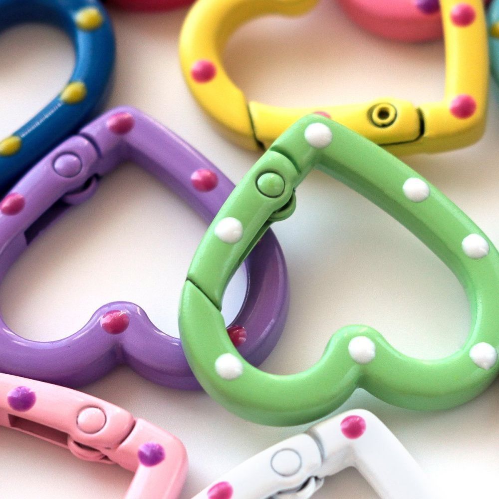 Замочки замочек-сердечко "рейнбоу", цветовой микс, 25x25.5x4 мм