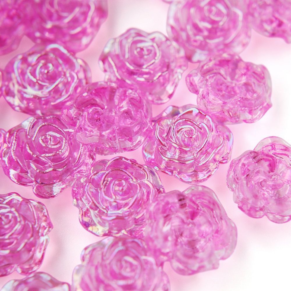 бусина-кабошон, акрил "роза", полупросверленная, цвет фуксия, 15x16x6.5 мм