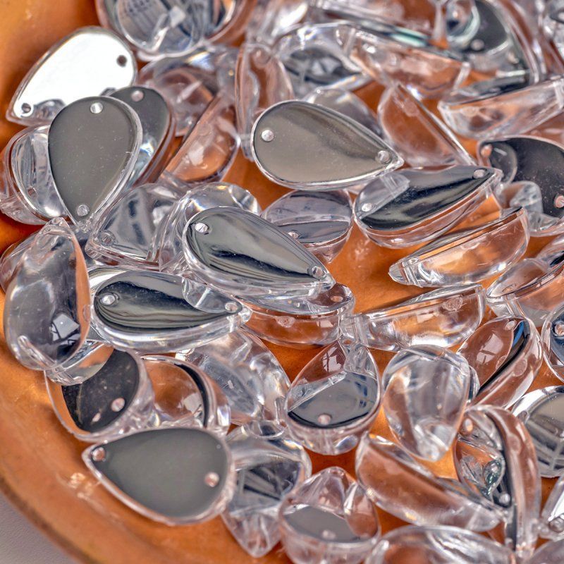 стразы пришивные "капля", акрил, цвет прозрачный, 15х9х6