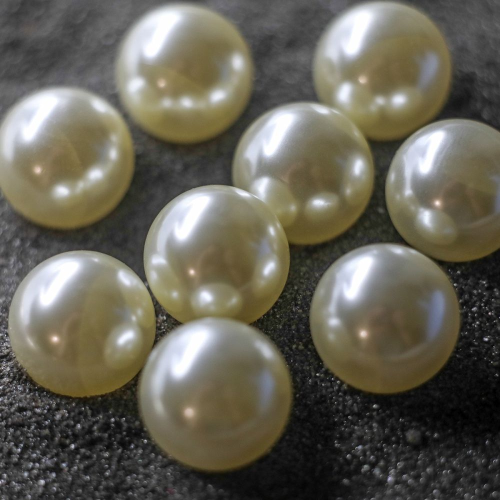 бусина, имитация жемчуга 14, акрил, цвет сливочный, 14 мм