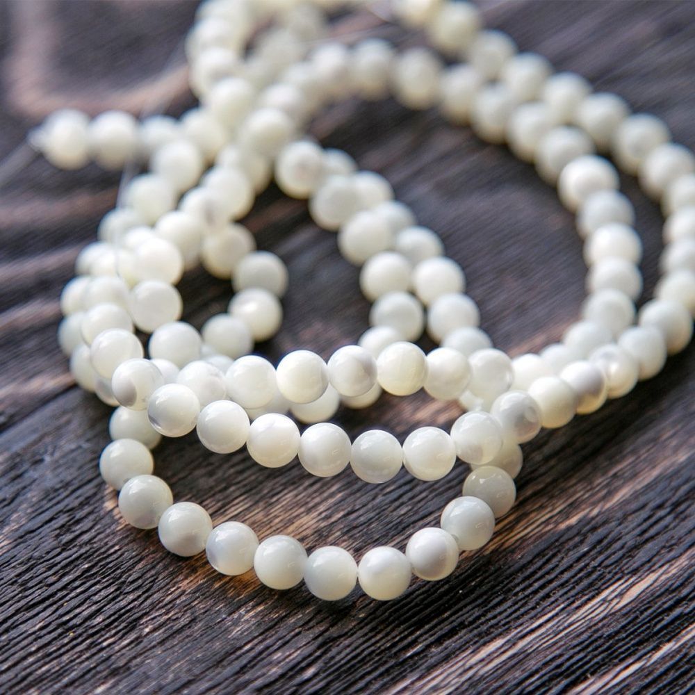 бусина из ракушки, "сишелл", цвет сливочный, 6 мм