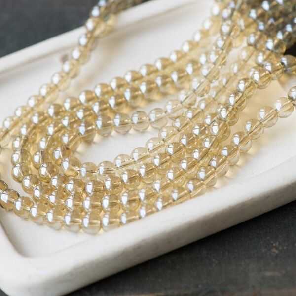 (им)бусина, стекло 6, цвет хаки перламутровый, 6 мм