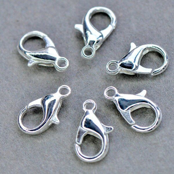 Замочки замочек-лобстер, цвет серебро, 8х14 мм