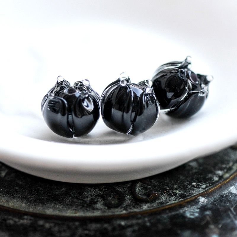 бусина, мурано "ландыш", черный, 7х7 мм