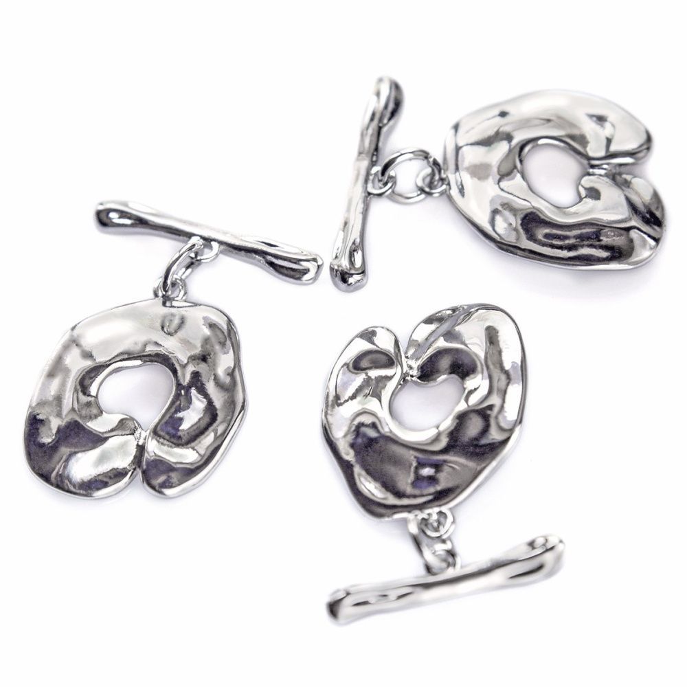 Замочки застежка-тоггл "блоб", цвет платина, 18.5x16x3 мм