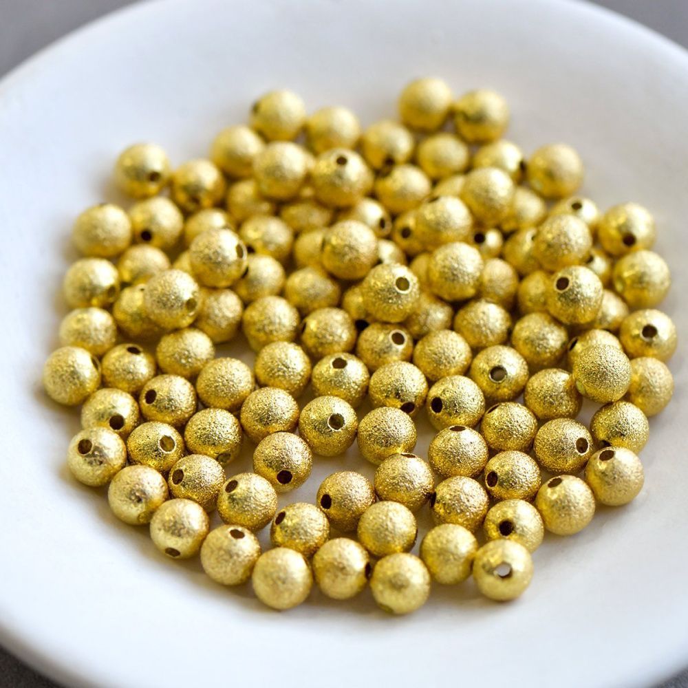 бусина, металл "звездная пыль" 6, цвет золото, 6 мм