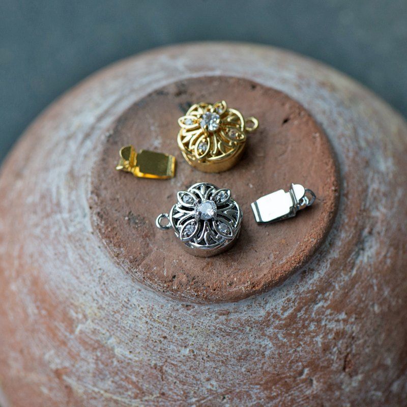 замок для украшений "космея", цирконий, цветовой микс, 18x13x9 мм