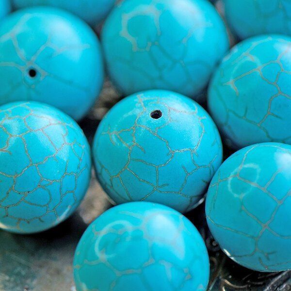 бусина говлит (хаулит), цвет античный голубой, 22 мм