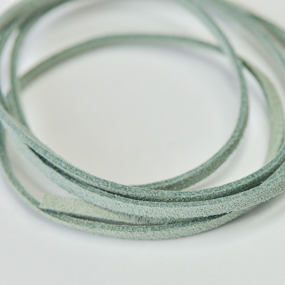 шнур из искусственной замши, грязный зелено-голубой, 3х1.4 мм