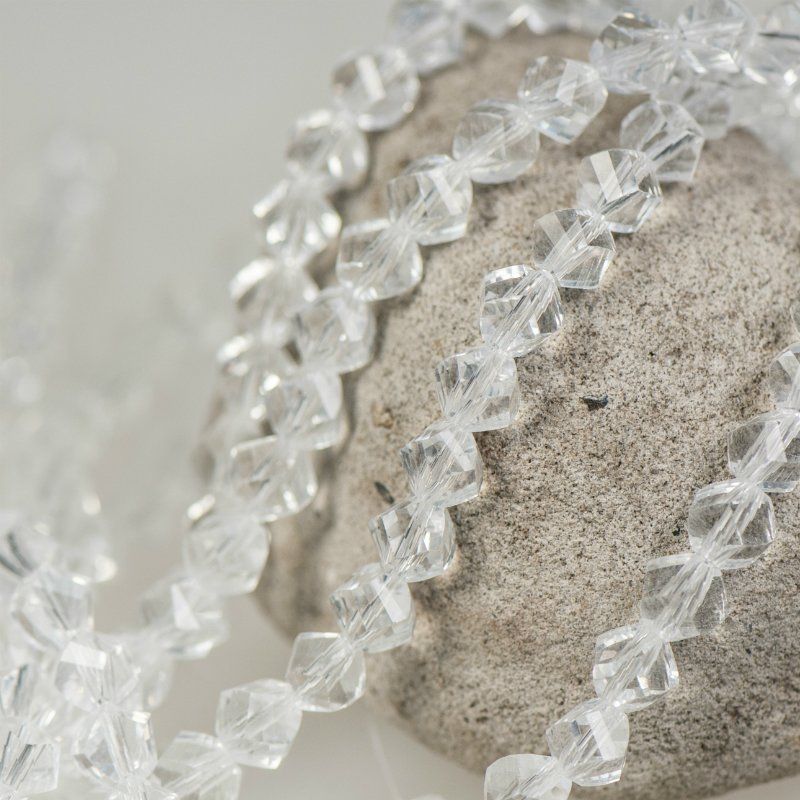 бусина, стекло "яблоко" 8, граненая, цвет прозрачный, 8х8 мм