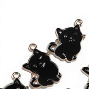 Подвеска металл "Мур-мур", эмаль, цвет чёрный, 22x16x1 мм