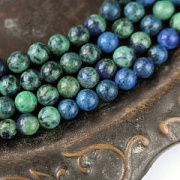 Бусина хризоколла 8, синтет., цвет сине-зеленый, колорир., 8,2-8,6 мм (стренд 12 шт.)