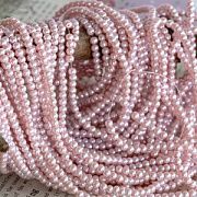 Бусина, имитация жемчуга, стекло 4, цвет розовый, 4 мм (уп 50+/-5 шт)