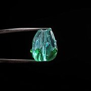 Бусина, Лэмпворк "Тюльпан", стекло, цвет св.бирюзовый, 17-18x15 мм