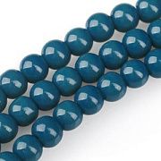 Бусина, стекло 4, цвет сине-зеленый, 4 мм (уп 50+/-5 шт)