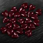 Бусина, Лэмпворк "Сердечко", стекло, цвет темно-красный, 15-16x15x8.5-9 мм