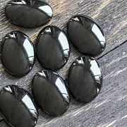 Кабошон стеклянный, овальный, черный, 25х18 мм