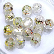 Бусина, стекло с фольгой,  цвет прозрачный, 12 мм