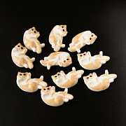 Кабошон из смолы "Винки", цвет рыжий/белый, 28.5x17.5x8.5 мм