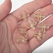 Бусина, акрил "Антик", четырехлистник, цвет прозрачный/золото, 17x17x5.5 мм