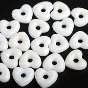 Бусина, Лэмпворк "Сердце-софт", стекло, цвет белый, 14x15x5 мм