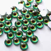 Кабошон стеклянный "Глаза", с принтом, цвет оранжевый/зеленый, 10х3.5 мм