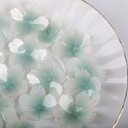 Бусина, акрил "Цветок сливы", цвет белый/бирюзовый, 28x28x8-10 мм
