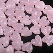 Бусина, Лэмпворк "Сердечко", стекло, цвет розовый, 15-16x15x8.5-9 мм