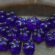 Бусина, Лэмпворк "Цветок сливы", стекло, цвет синий, 13.5x8.5-9 мм