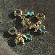 Подвеска металл "Голубая лагуна", позолота/цирконы, 26.5-27 мм